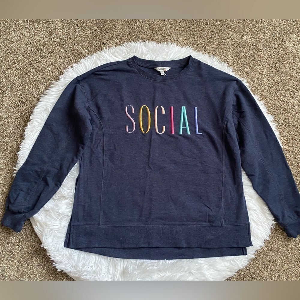 Wildfox‎ Social Embroidered Crew Neck Top Lightweight Women’s Soze XS